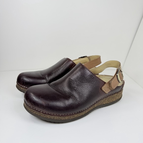 Dansko Shoes - Dansko Merrin Brown Leather Slingback Clogs Women's 39 US 8.5-9